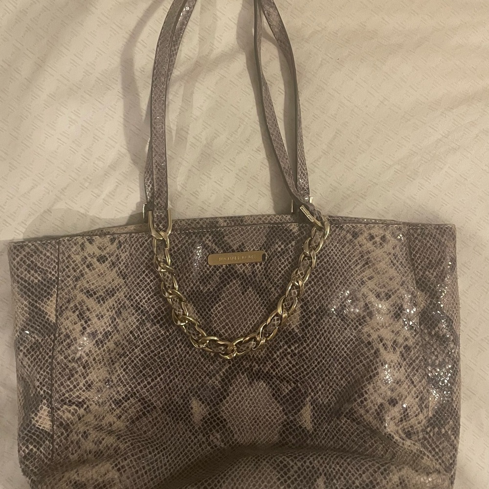 Michael Kors Snakeskin Pattern Tote Bag with Gold accents